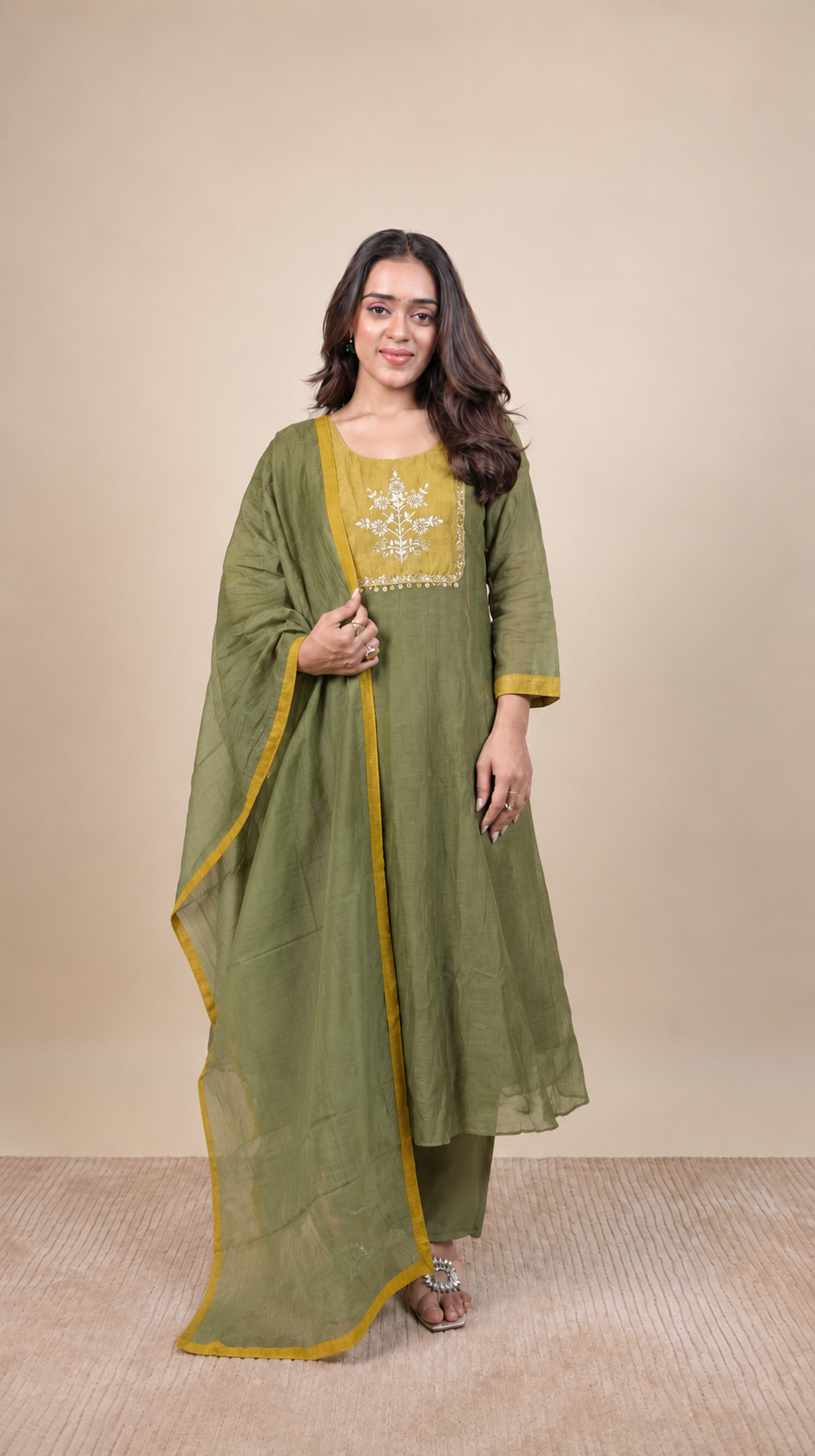 olive Grace Embroidered Salwar Suit