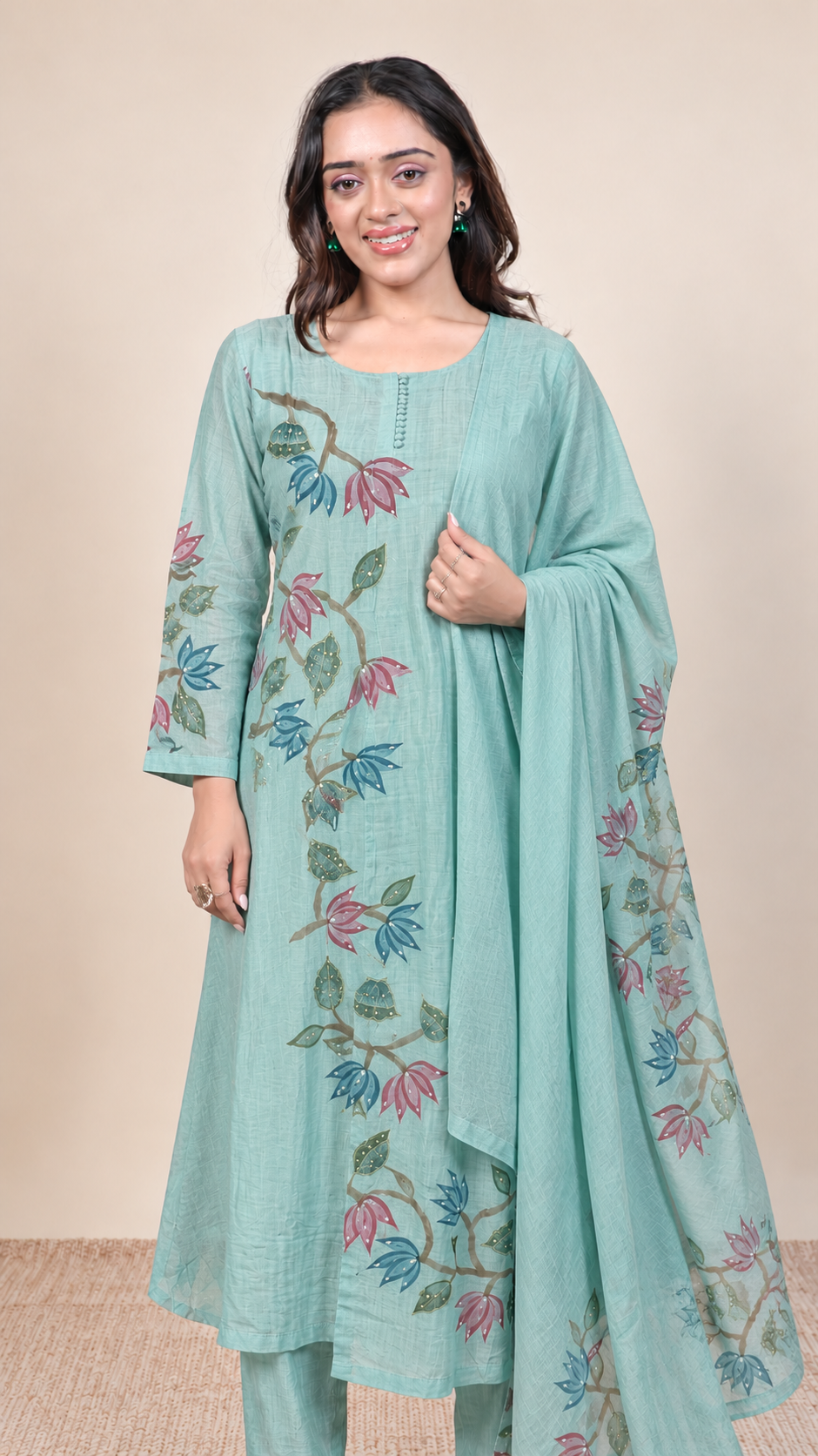 Neelambari Mint Floral Kurta Set