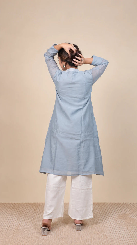 Arranya – Cotton Ajrakh Print Mirror Work Suit by Gold Lady - Detail View