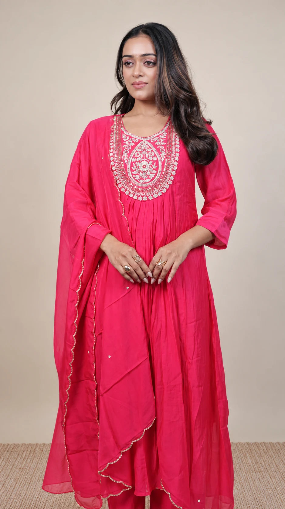 Gulrukh – Pink Zari Embroidered Suit by Gold Lady - Front View