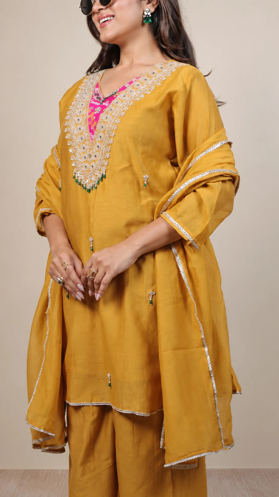 Kanak – Pink Zari Embroidered Suit by Gold Lady - Side View