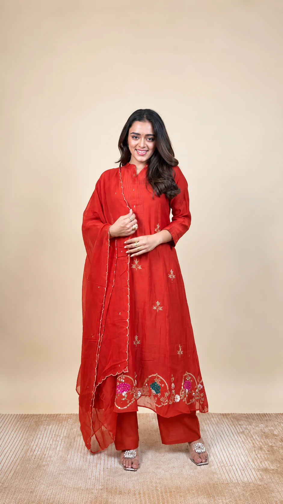 Rajlaxmi – Crimson Embroidered Suit by Gold Lady - Back View
