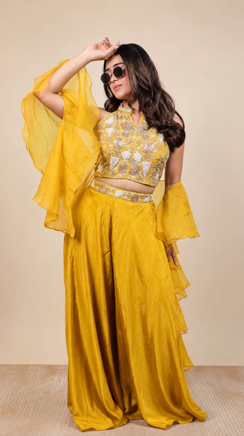Sunehra – Embroidered Lehenga Set by Gold Lady - Back View