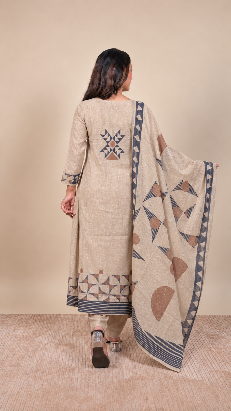 Earthstone Grace – Geometric Printed Kurta Set