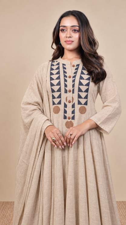 Earthstone Grace – Geometric Printed Kurta Set