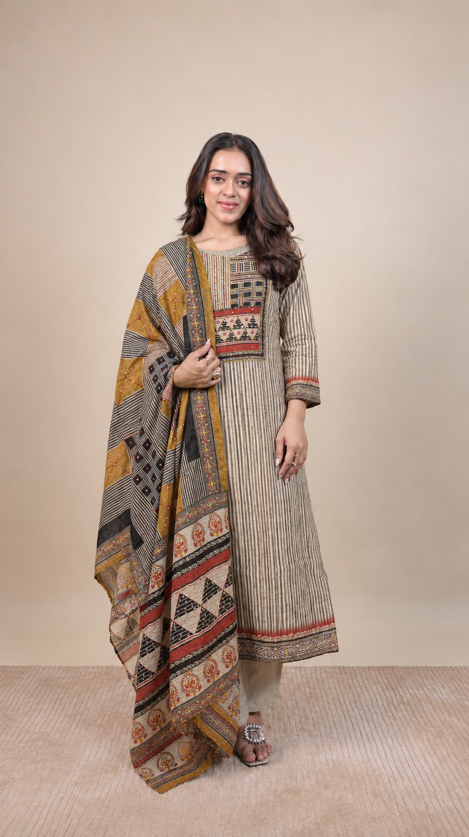 Grey Charm – Printed Kurta Suit Set