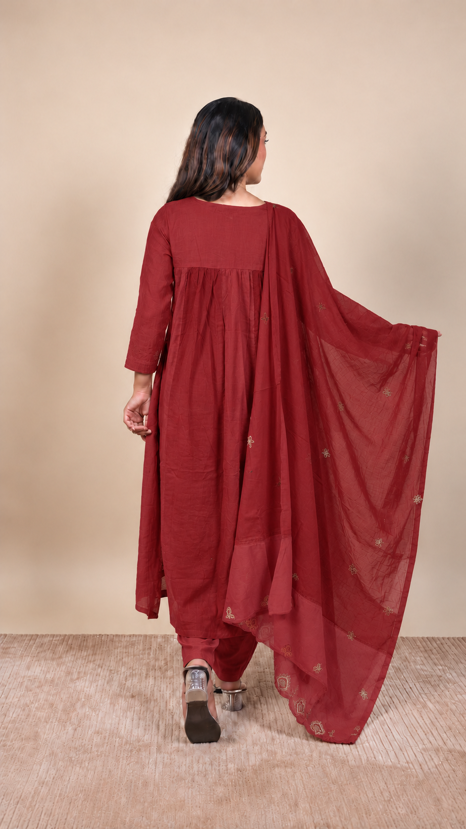 Red Aura – Embroidered Anarkali Suit Set