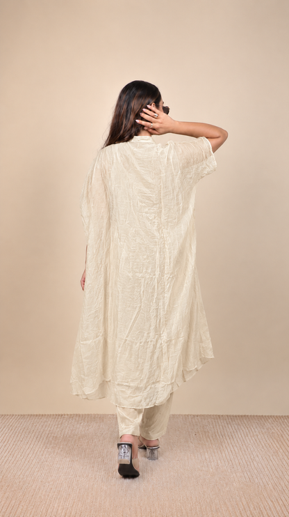 Noor – Ivory Embroidered Cape Palazzo Set