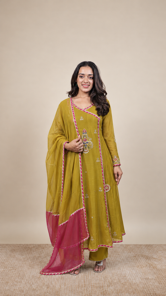 Rangrasiya – Mustard Yellow Embroidered Designer Suit Set