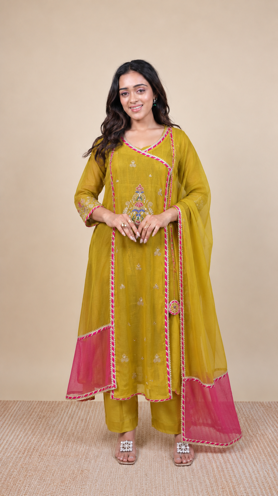 Rangrasiya – Mustard Yellow Embroidered Designer Suit Set