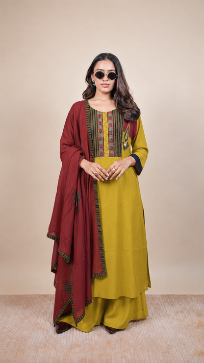 Mustard Royale – Printed Kurta Palazzo Set