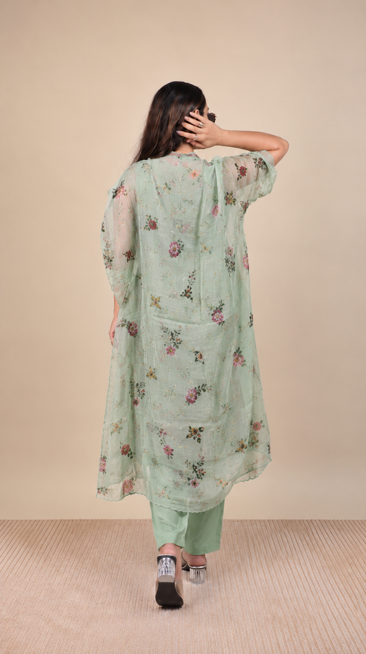 Sage Bloom – Pastel Mint Floral Embroidered Suit Set