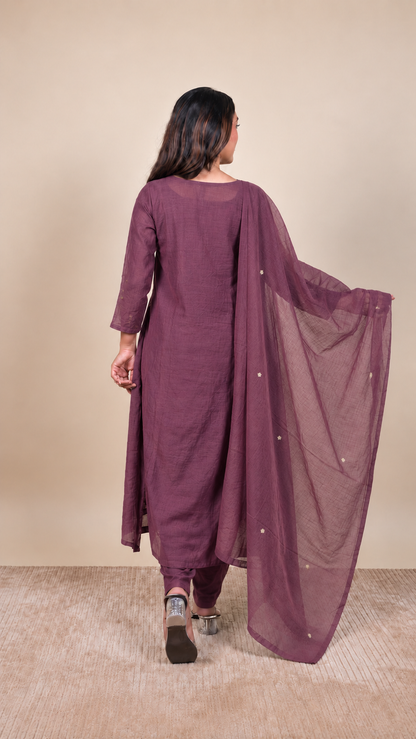 Rajvanshi Plum Embroidered Suit Set