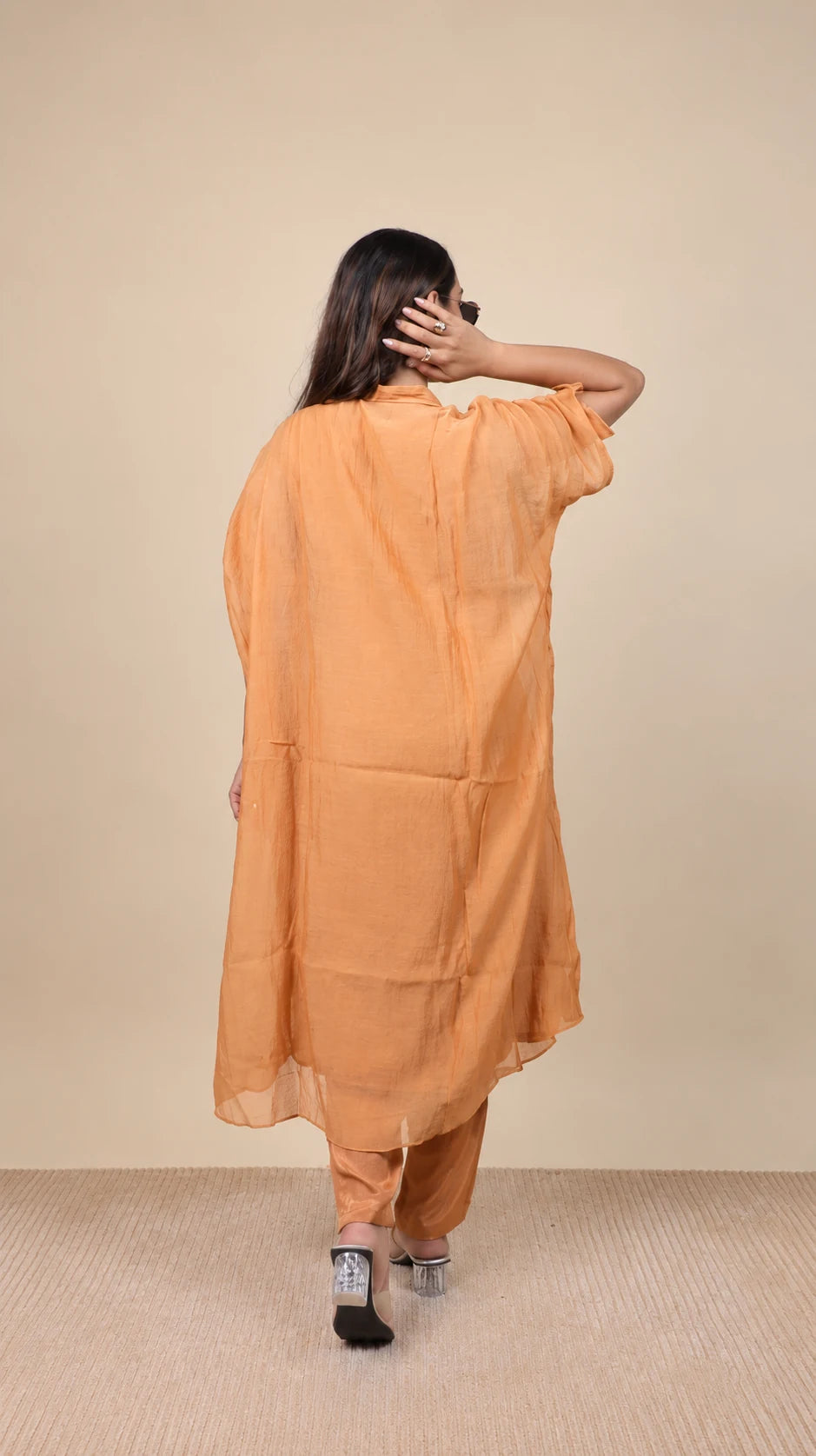 Aaranya – Chanderi Floral Embroidery Suit by Gold Lady - Back View