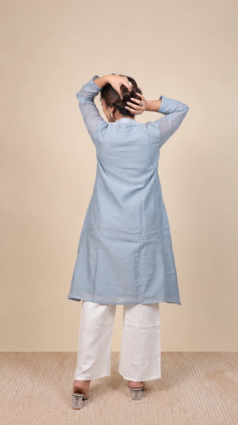 Arranya – Cotton Ajrakh Print Mirror Work Suit by Gold Lady - Detail View
