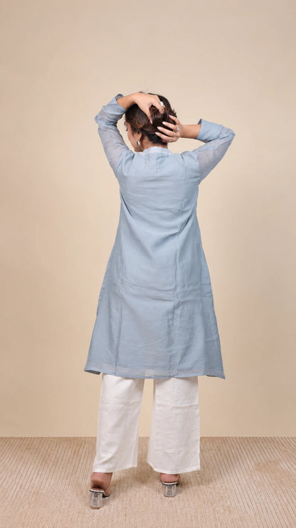 Arranya – Cotton Ajrakh Print Mirror Work Suit by Gold Lady - Detail View