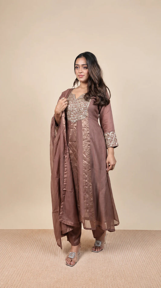 Ayesha – Chanderi Zari Work Suit by Gold Lady - Side View