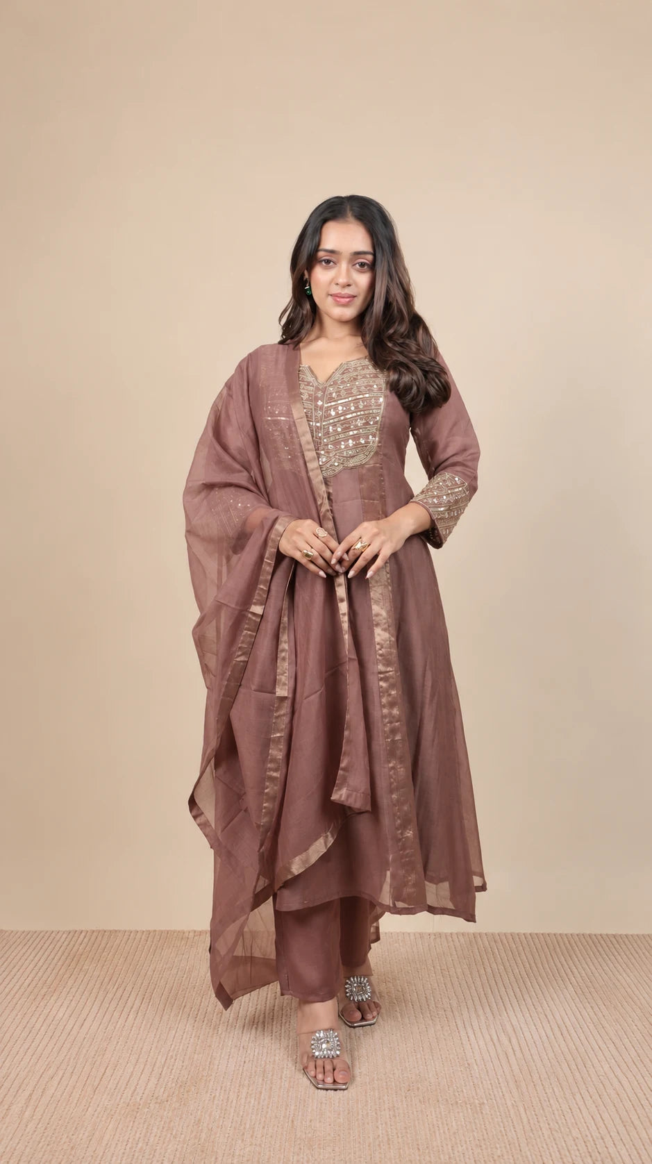Ayesha – Chanderi Zari Work Suit by Gold Lady - Back View
