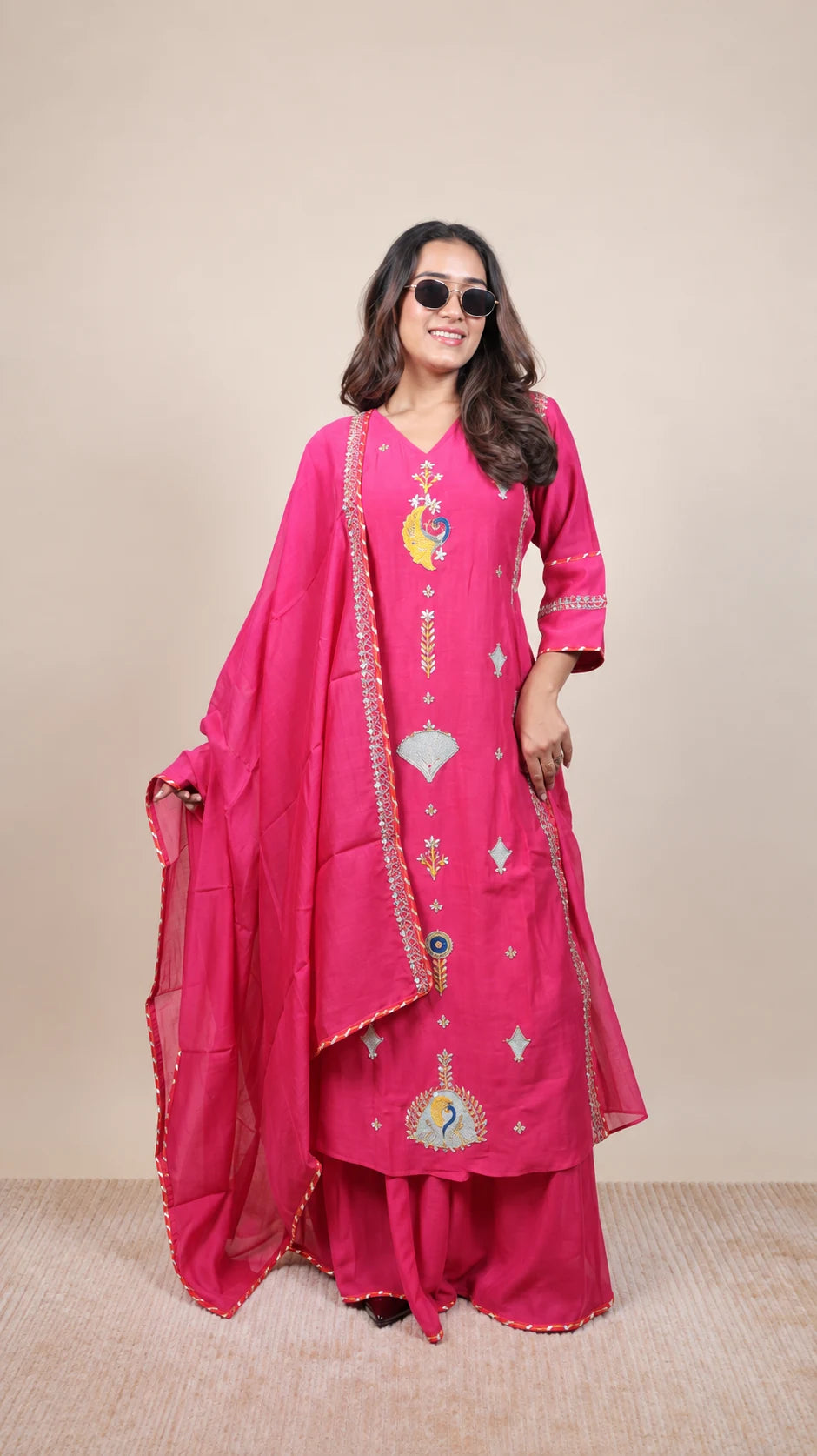 Gulabi Mehfil – Embroidered Sharara Set by Gold Lady - Side View