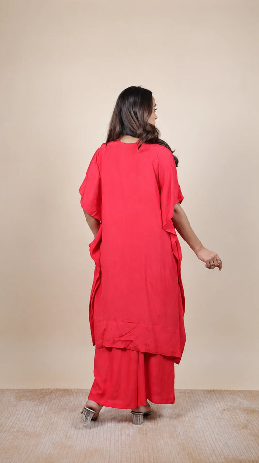 Gulabi Rang – Embroidered Kaftan Set by Gold Lady - Back View