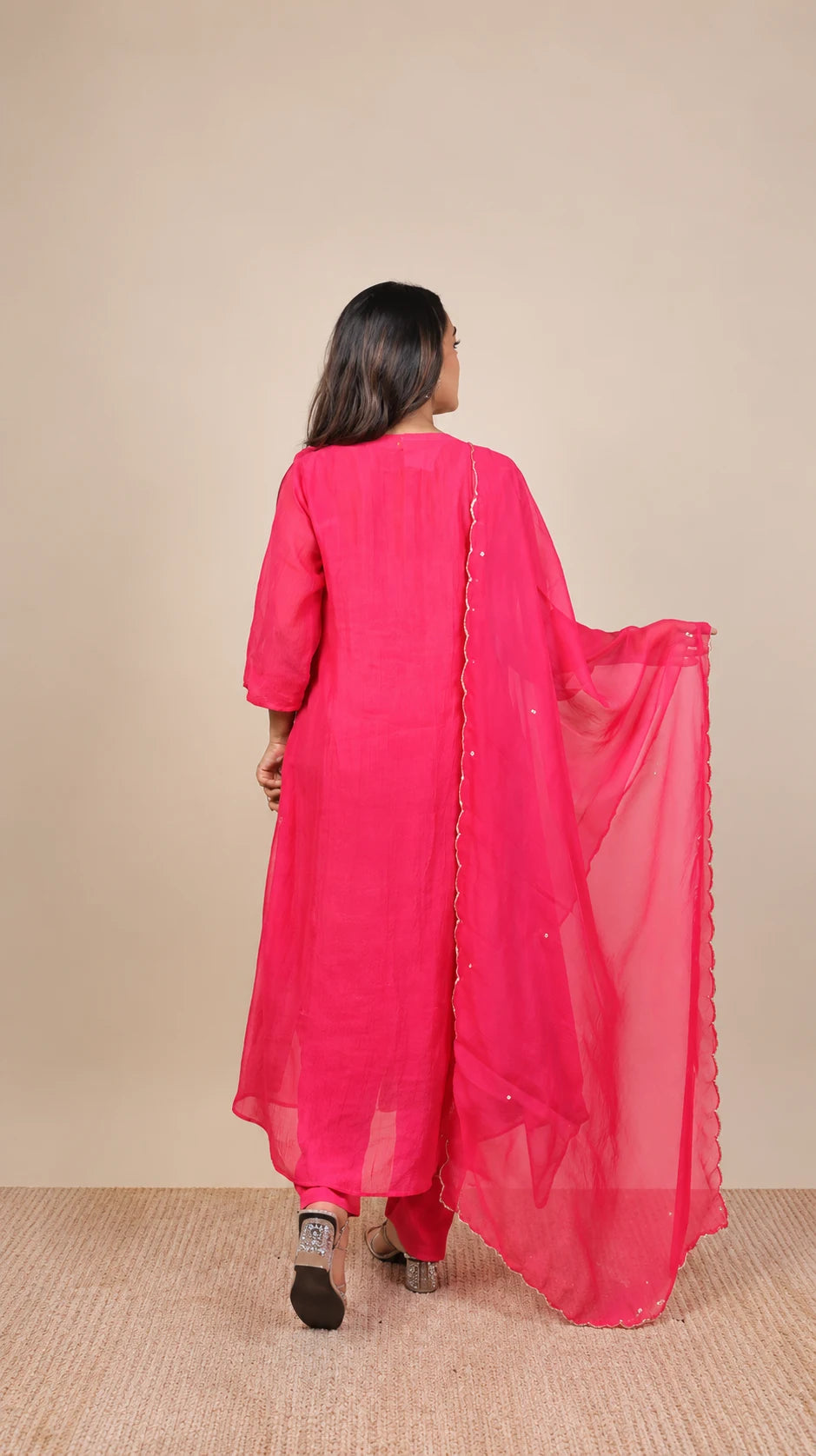 Gulrukh – Pink Zari Embroidered Suit by Gold Lady - Back View