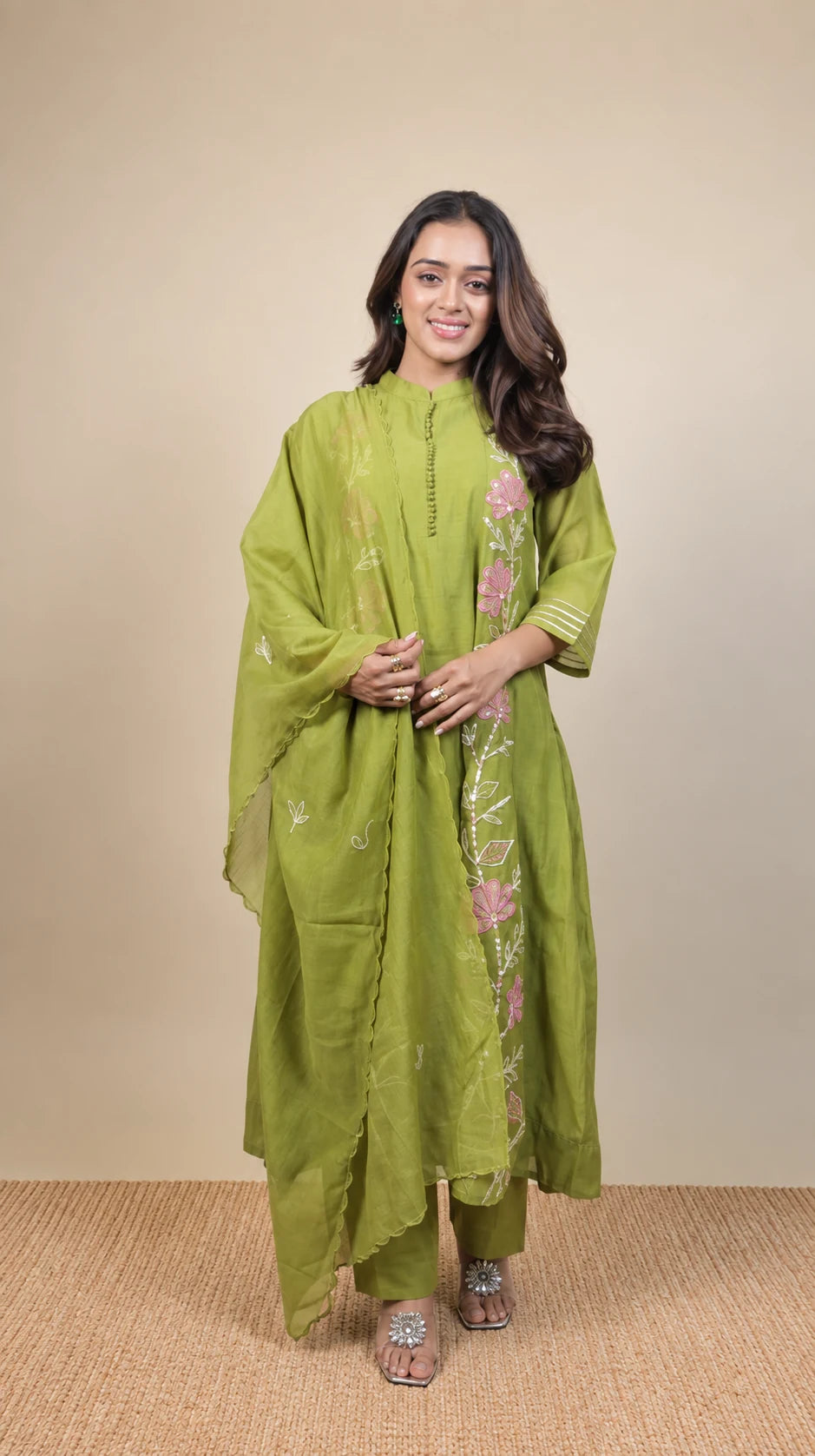 Haritima – Gulabi Phool Embroidered Suit by Gold Lady - Side View