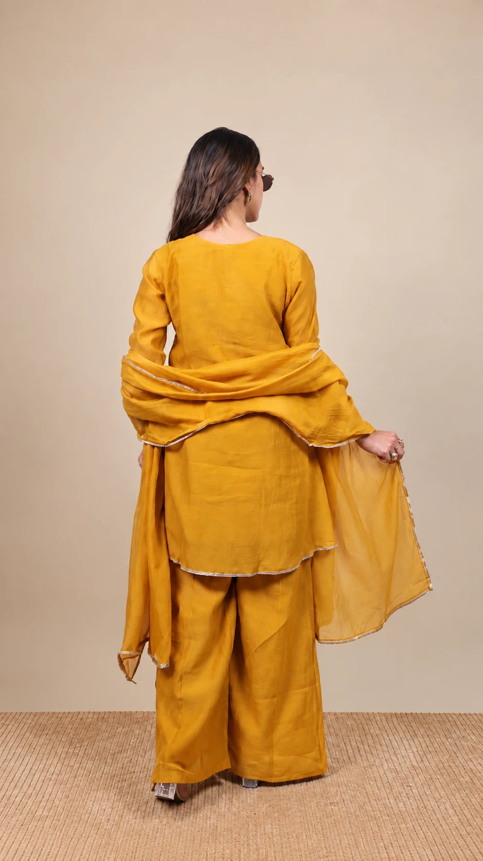 Kanak – Pink Zari Embroidered Suit by Gold Lady - Detail View