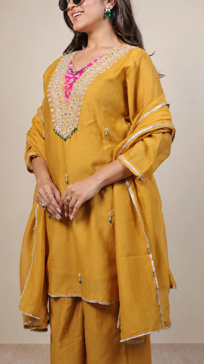 Kanak – Pink Zari Embroidered Suit by Gold Lady - Side View