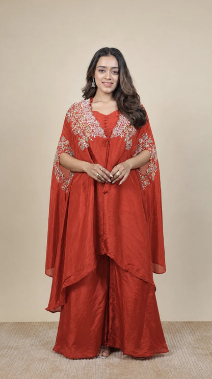 Laaj Gul – Floral Embroidered Kurta Set by Gold Lady - Front View