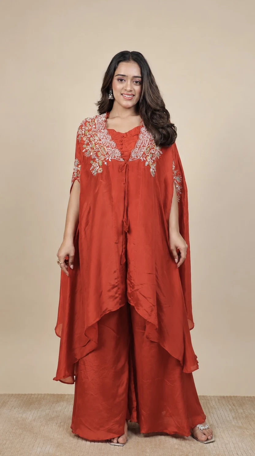 Laaj Gul – Floral Embroidered Kurta Set by Gold Lady - Back View