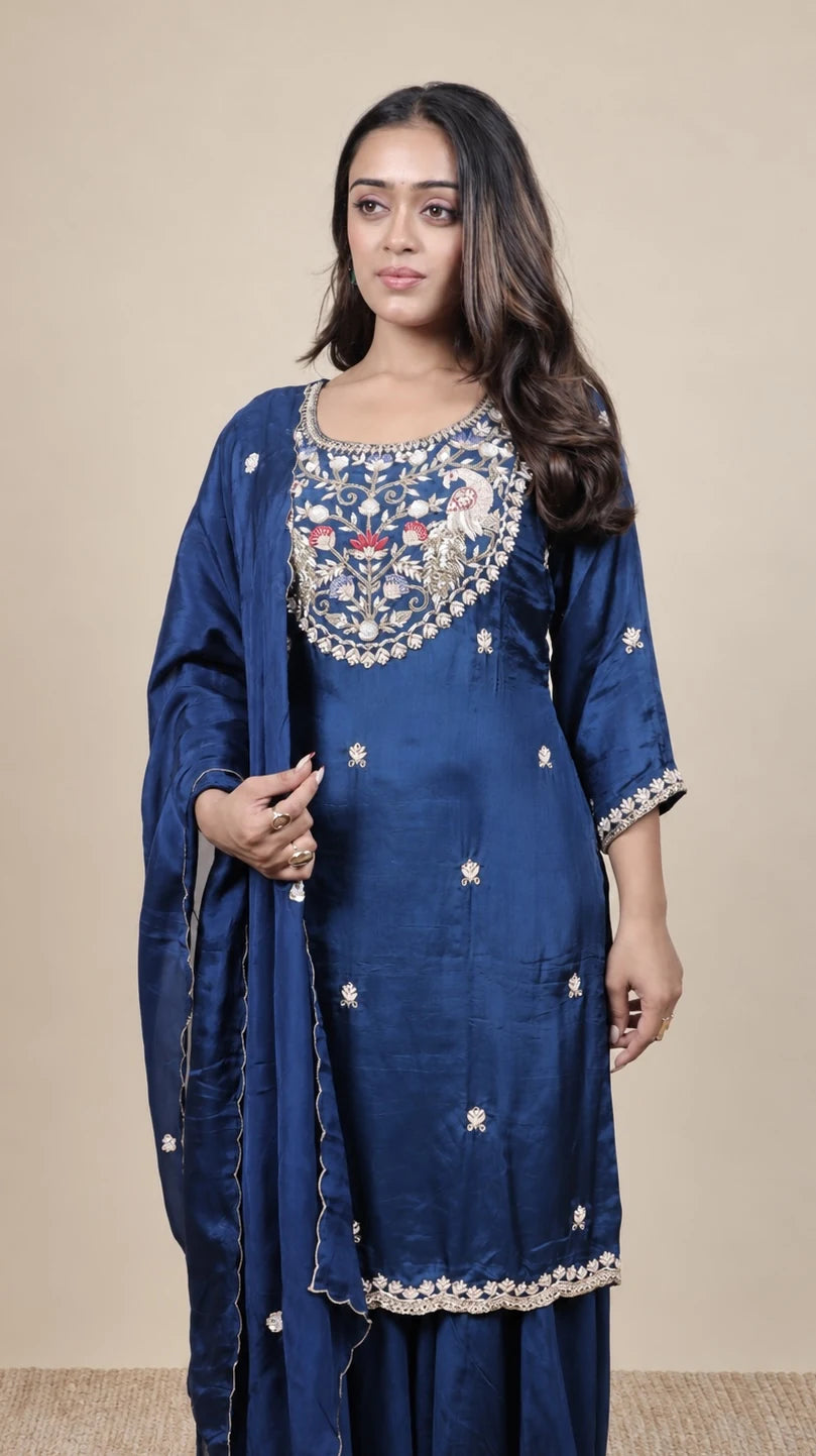 Neslambari – Floral Zari Suit by Gold Lady - Side View