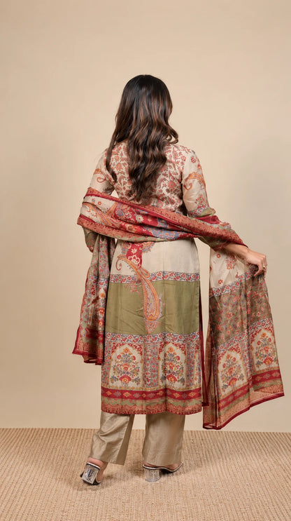 Rajvanshi – Kashmiri Printed Embroidered Suit by Gold Lady - Side View