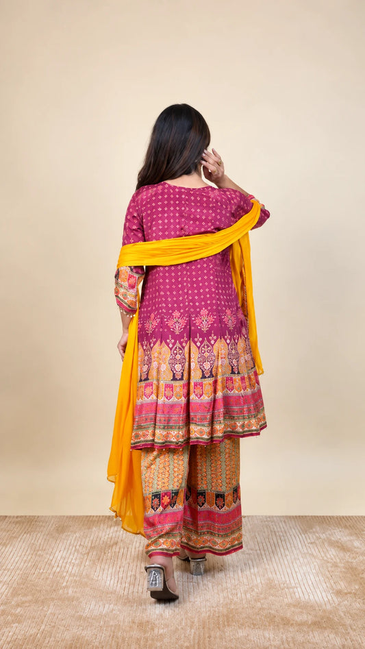 Rangoli Riwaaz – Ajrakh Print Suit by Gold Lady - Back View
