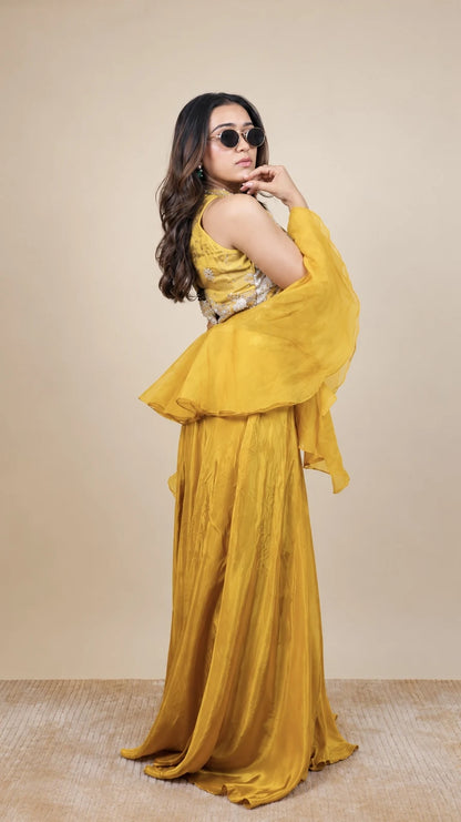 Sunehra – Embroidered Lehenga Set by Gold Lady - Full Look