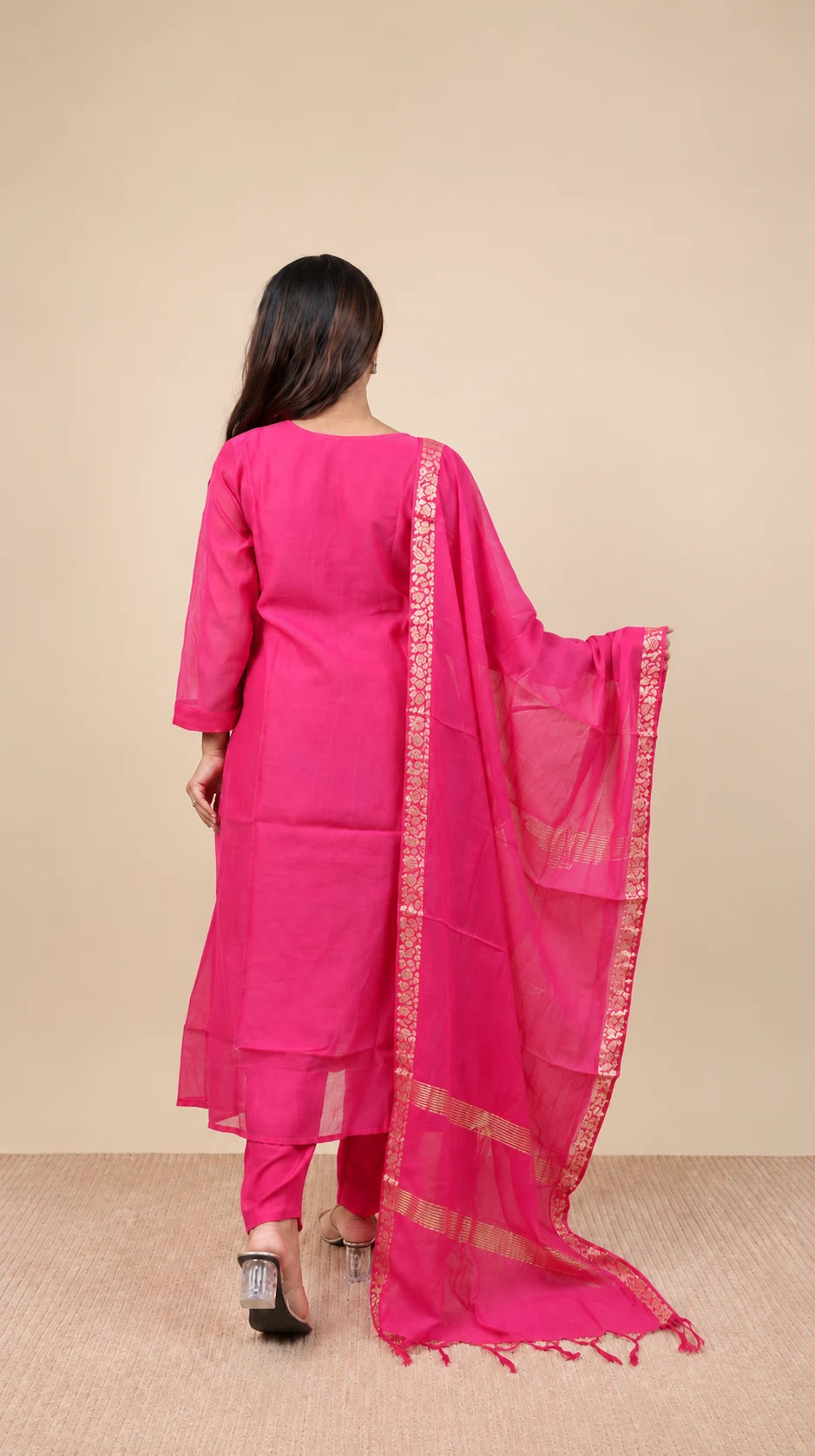 Vanika – Chanderi Embroidery Suit by Gold Lady - Full Look